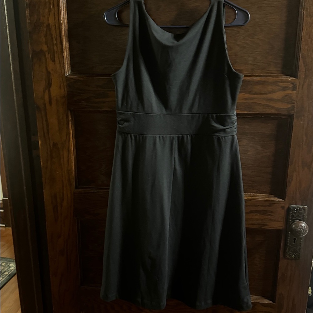 Eddie Bauer Black Sleeveless Faux-Wrap Midi Dress, Size M - Picture 3 of 5
